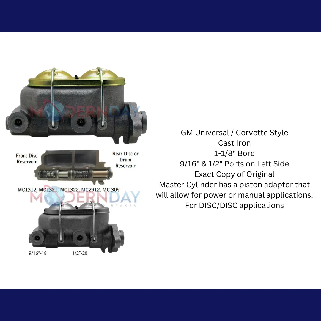 Fits GM Universal Cast Iron Master Cylinder 1-1_8_ Bore MC2912H